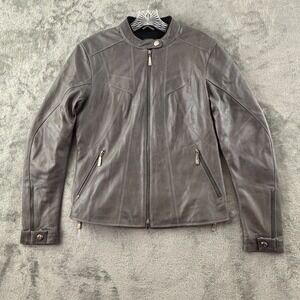 Hein Gericke Woman Moto Jacket Womens 6 Gray Leather Motorcycle‎ Biker Zipper